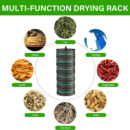 6-Layer 120cm Foldable Herb Vegetable Fruit Drying Dehydrating Rack Mesh Hanging Dryer.