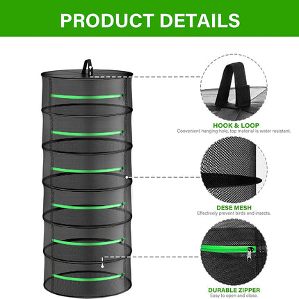 6-Layer 120cm Foldable Herb Vegetable Fruit Drying Dehydrating Rack Mesh Hanging Dryer.