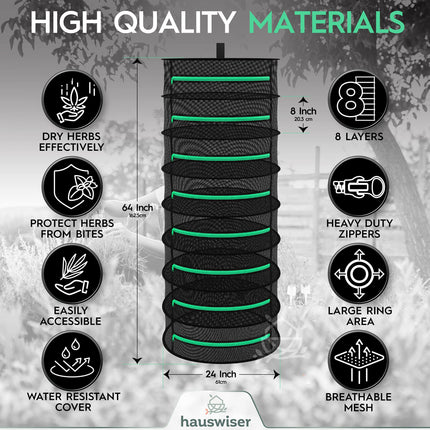 8-Layer 162cm Foldable Herb Vegetable Fruit Drying Dehydrating Rack Mesh Hanging Dryer.
