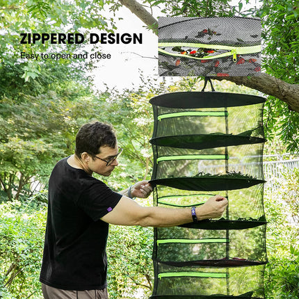 8-Layer 162cm Foldable Herb Vegetable Fruit Drying Dehydrating Rack Mesh Hanging Dryer.