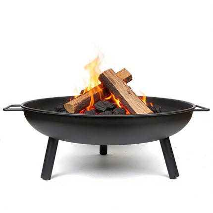 Outdoor Fire Pit 68cm Steel Fire Bowl Wood Burning Portable Heater Backyard Camping BBQ with Handles.