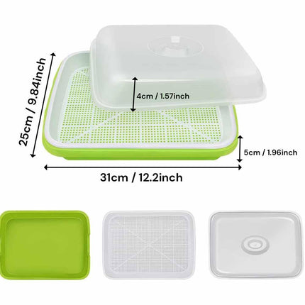 2-Pack Seed Sprouter Trays with Lids BPA-Free, Soil-Free Wheatgrass Growing Kit for Beans, Sprouts, Microgreens.