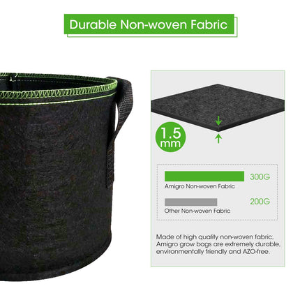 5-Pack 5 Gallons Plant Grow Bag Flower Container Pots with Handles Garden Planter.