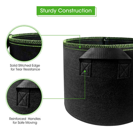 5-Pack 5 Gallons Plant Grow Bag Flower Container Pots with Handles Garden Planter.