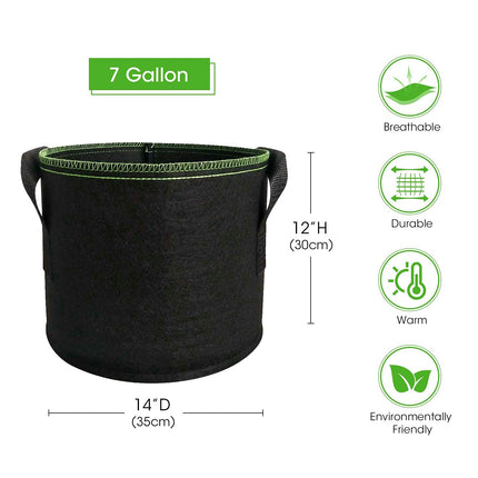 5-Pack 5 Gallons Plant Grow Bag Flower Container Pots with Handles Garden Planter.