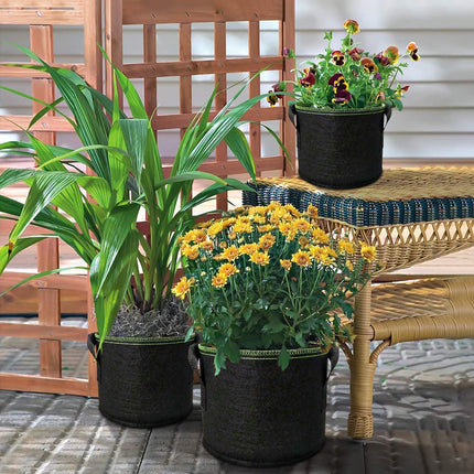 5-Pack 5 Gallons Plant Grow Bag Flower Container Pots with Handles Garden Planter.