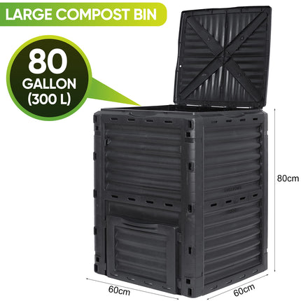 300L Large Garden Outdoor Compost Bin Composter BPA Free Compost Barrel.