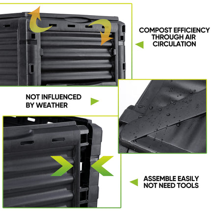 300L Large Garden Outdoor Compost Bin Composter BPA Free Compost Barrel.