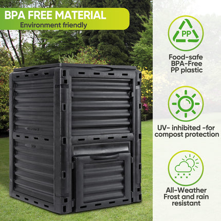 300L Large Garden Outdoor Compost Bin Composter BPA Free Compost Barrel.