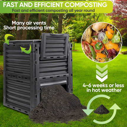 300L Large Garden Outdoor Compost Bin Composter BPA Free Compost Barrel.