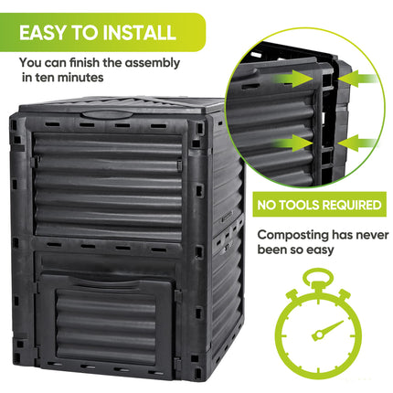 300L Large Garden Outdoor Compost Bin Composter BPA Free Compost Barrel.