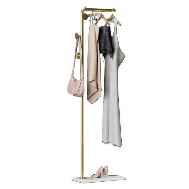 Metal Coat Rack Marble Base Hooks Clothes Coats Bag Tree Hat Display Hanger Stand Organiser.