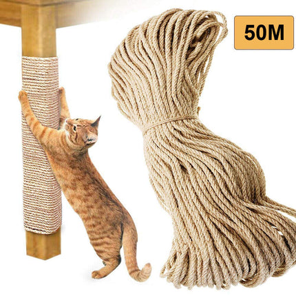 50m Sisal 10mm Rope Natural Twine Cord Thick Jute Hemp Manila  Crafting Home Decor.