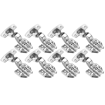 8 Pack 304 Stainless Steel Cabinet Hinges 100 Degree Soft Closing Insert Overlay Door Hinge Nickel Plated Finish.