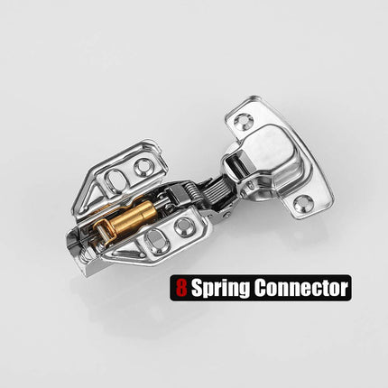 8 Pack 304 Stainless Steel Cabinet Hinges 100 Degree Soft Closing Insert Overlay Door Hinge Nickel Plated Finish.