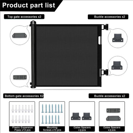 Retractable 1.5M Doorways Hallways Stairs Baby Gate Dog Pet Gate Indoor Outdoor Safety Gates.