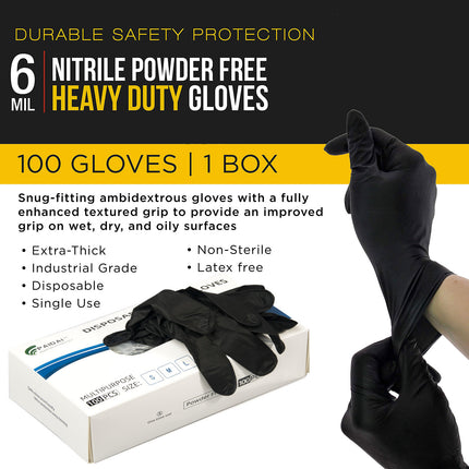 100x Nitrile Black Industrial Mechanic Tattoo Food Disposable Gloves Medium.