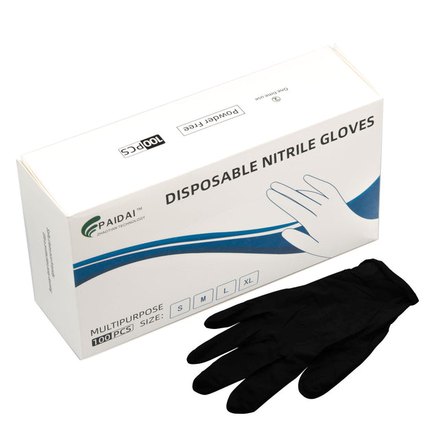100x Nitrile Black Industrial Mechanic Tattoo Food Disposable Gloves Large.