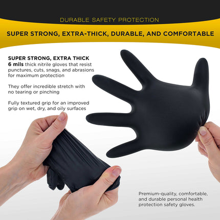 100x Nitrile Black Industrial Mechanic Tattoo Food Disposable Gloves Large.