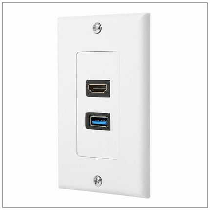 HDMI USB 3.0 Audio Stereo Pass Through Component Composite Wall Plate Panel.