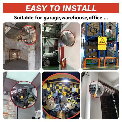 30cm Traffic Blind Spots Curved Convex Mirror Wide Angle for Driveway Warehouse Garage Security.