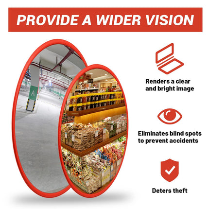 30cm Traffic Blind Spots Curved Convex Mirror Wide Angle for Driveway Warehouse Garage Security.