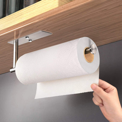 Kitchen Paper Holder Under Cabinet Wall Mount Adhesive Paper Towel Holder Rectangle Silver.