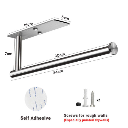 Kitchen Paper Holder Under Cabinet Wall Mount Adhesive Paper Towel Holder Rectangle Silver.