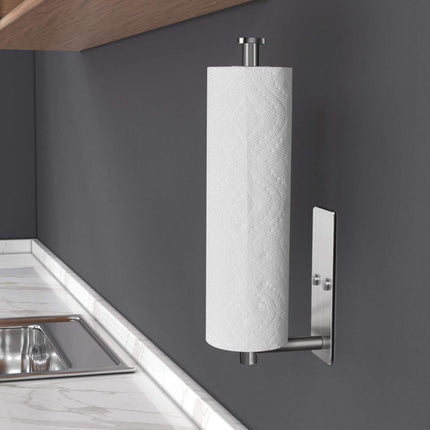Kitchen Paper Holder Under Cabinet Wall Mount Adhesive Paper Towel Holder Rectangle Silver.