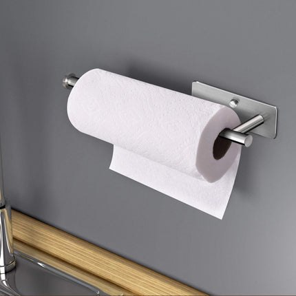 Kitchen Paper Holder Under Cabinet Wall Mount Adhesive Paper Towel Holder Rectangle Silver.