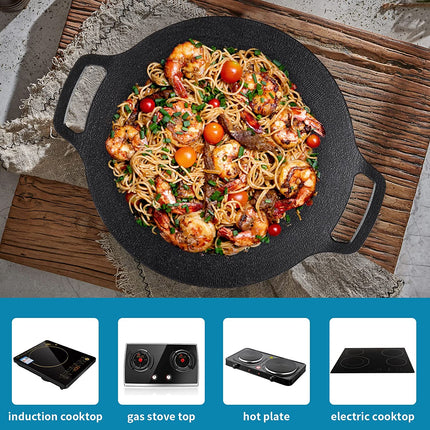 Korean Grill Pan Nonstick 6 Layer 40cm Round BBQ Griddle Indoor or Outdoor Cooking.