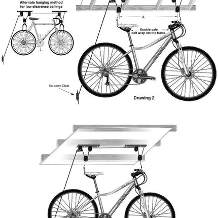 Kayak Bike Hoists Hanger Ladder Ceiling Mount 20kg Capacity Hooks Pulleys.