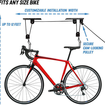 Kayak Bike Hoists Hanger Ladder Ceiling Mount 20kg Capacity Hooks Pulleys.