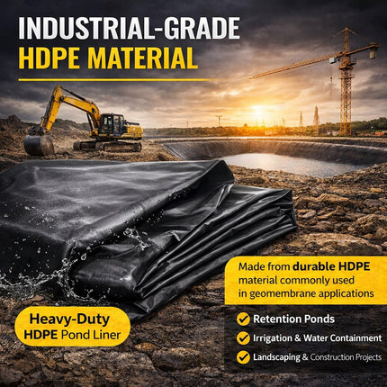 Heavy Duty 0.5mm HDPE Pond Liner Waterproof Sheet 4.5m x 3m for Garden & Fish Ponds.