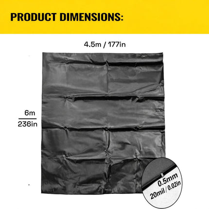 Heavy Duty 0.5mm HDPE Pond Liner Waterproof Sheet 4.5m x 6m for Garden & Fish Ponds.