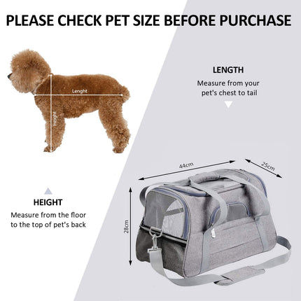 Pet Carrier Bag Travel Bag for Cats and Small Dogs Cozy Bed, Shoulder Strap.