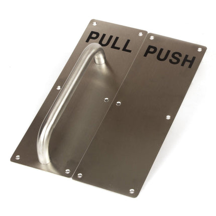 304 Stainless Steel  Commercial Door Pull Push Handle Plate Set for Bathrooms, Stairwell Fire Doors etc.