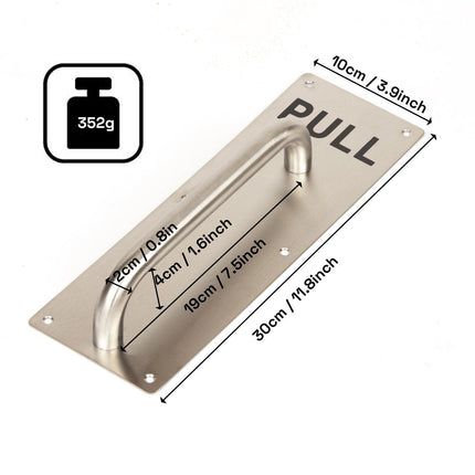 304 Stainless Steel  Commercial Door Pull Push Handle Plate Set for Bathrooms, Stairwell Fire Doors etc.