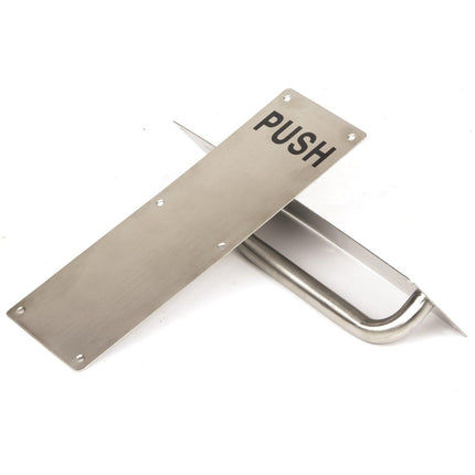 304 Stainless Steel  Commercial Door Pull Push Handle Plate Set for Bathrooms, Stairwell Fire Doors etc.