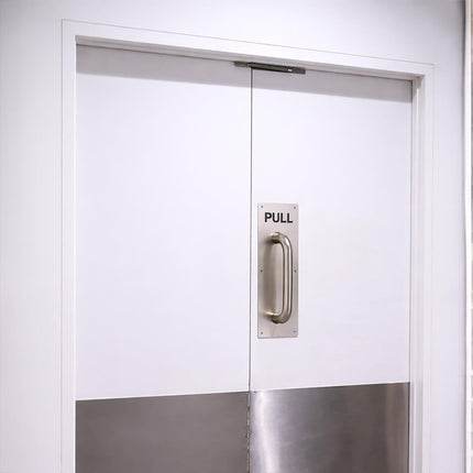 304 Stainless Steel  Commercial Door Pull Push Handle Plate Set for Bathrooms, Stairwell Fire Doors etc.