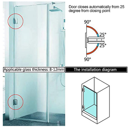 90 Degree Glass Door Cupboard Showcase Cabinet Clamp Glass Shower Doors Hinge 304 Steel.