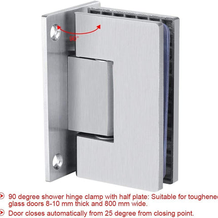 90 Degree Glass Door Cupboard Showcase Cabinet Clamp Glass Shower Doors Hinge 304 Steel.