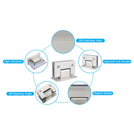 90 Degree Glass Door Cupboard Showcase Cabinet Clamp Glass Shower Doors Hinge 304 Steel.