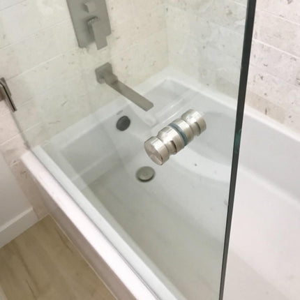 Shower Glass Door Knob Bathroom Round Back-to-Back Handle SUS304 Brushed Nickel.