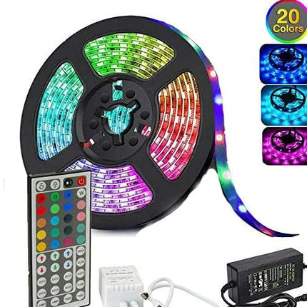 5050 RGB LED Strip Lights Waterproof SMD 300 IP65 5m 12V 44key IR Controller.