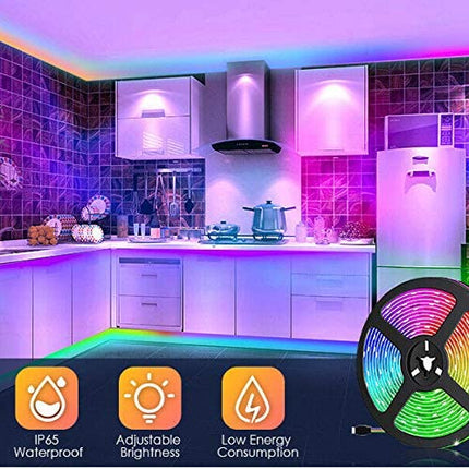 5050 RGB LED Strip Lights Waterproof SMD 300 IP65 5m 12V 44key IR Controller.