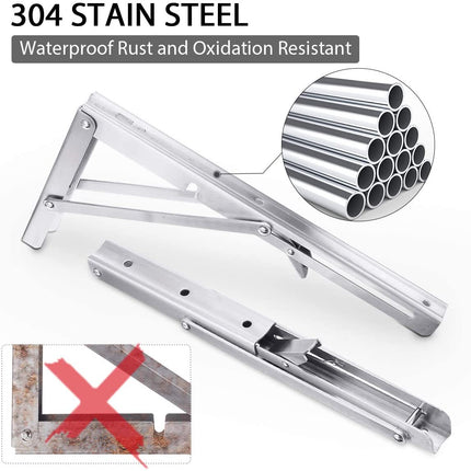 2PCS 14inch Steel Wall Mounted Folding Triangle Angle Shelf Support Bracket Rack.