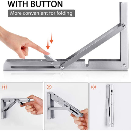 2PCS 14inch Steel Wall Mounted Folding Triangle Angle Shelf Support Bracket Rack.