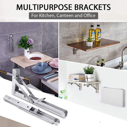 2PCS 14inch Steel Wall Mounted Folding Triangle Angle Shelf Support Bracket Rack.