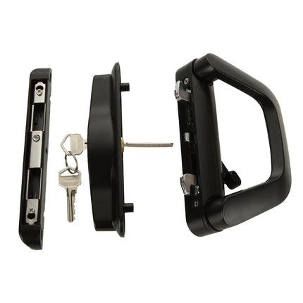 Sliding Patio Door Handle Set Mortise Lock Suitable for Sliding Glass Patio Door Keyed Black.
